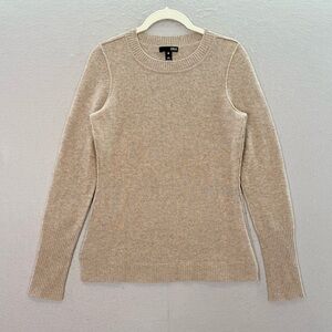 Aqua - women’s 100% Cashmere round neck sweater long sleeve slim fit sand top S